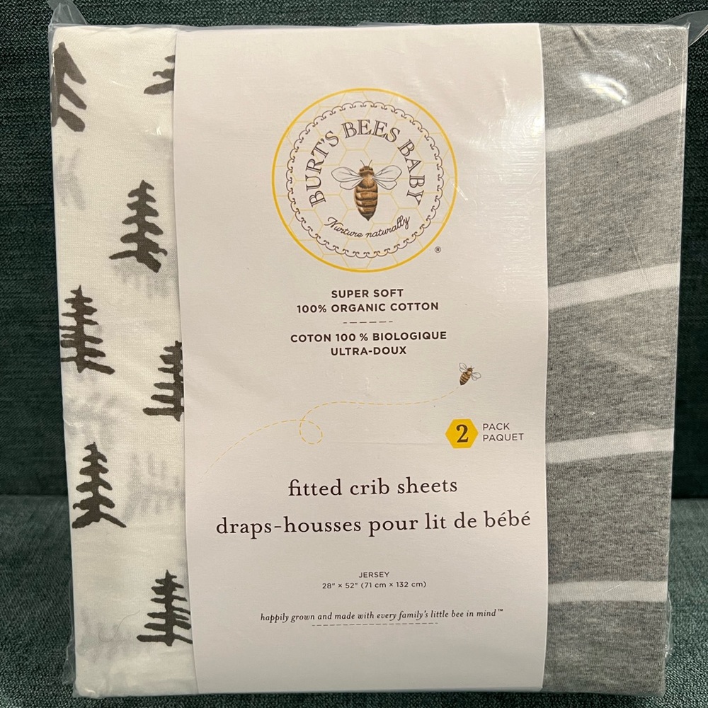 Burt’s Bees Baby 100% Organic Fitted Crib Sheets 2-Pack Never Opened